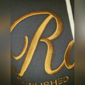 NWT Roots oversized 3D Embroidered Script grey rust Sweatshirt XL